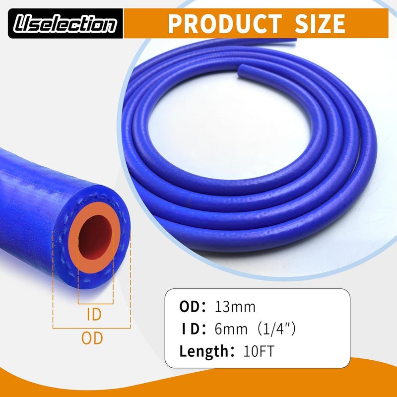 Uselection 1/4"X5FT(ID:6MM) Silicone Heater Hose Blue and Red Coolant Radiator Vacuum Line, Reinforced High Temperature Reinforced 4MM Thick(0.16 In) (1/4" ID-5Ft(ID 6mm)) - Image 2
